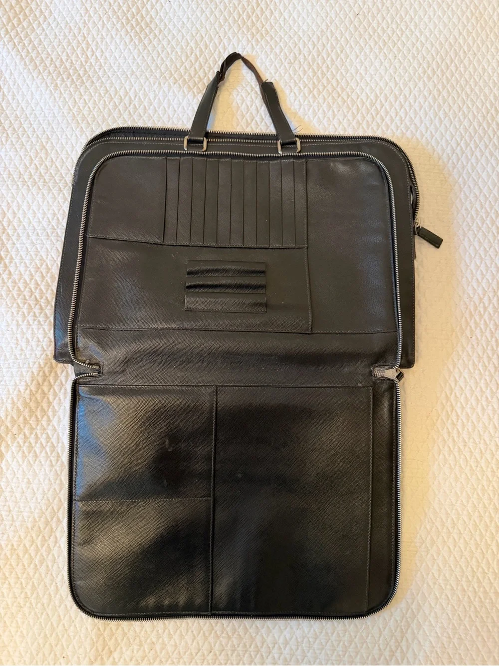 Vintage Authentic Prada Black Saffiano Leather  Briefcase